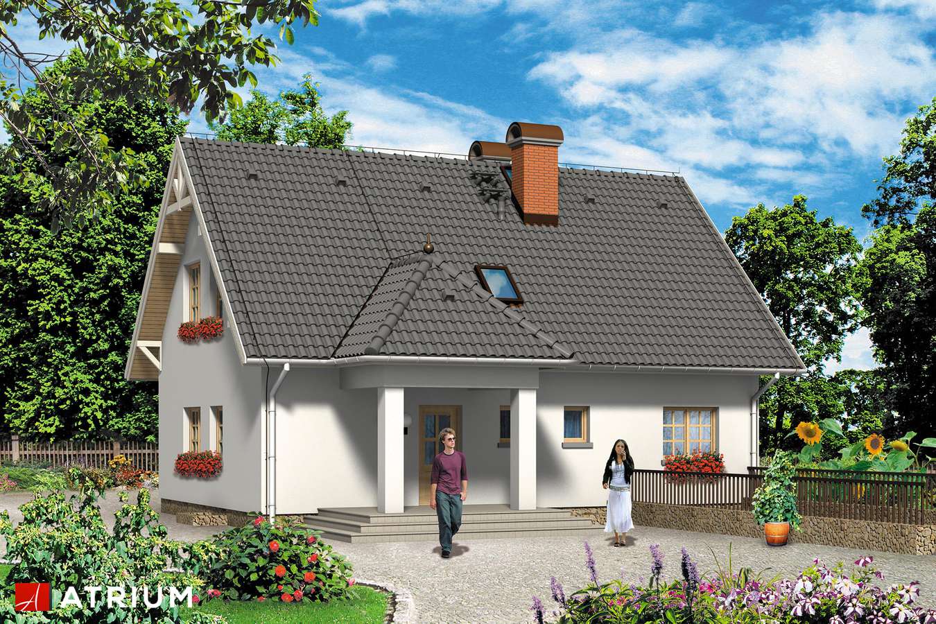Projekty domów - Projekt domu z poddaszem KRóL MACIUś - wizualizacja 2 - wersja lustrzana