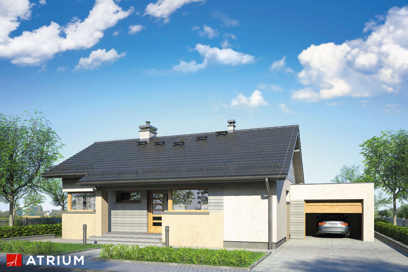 Projekty domów - Projekt domu parterowego RONALDO VIII - wizualizacja 1 - wersja lustrzana