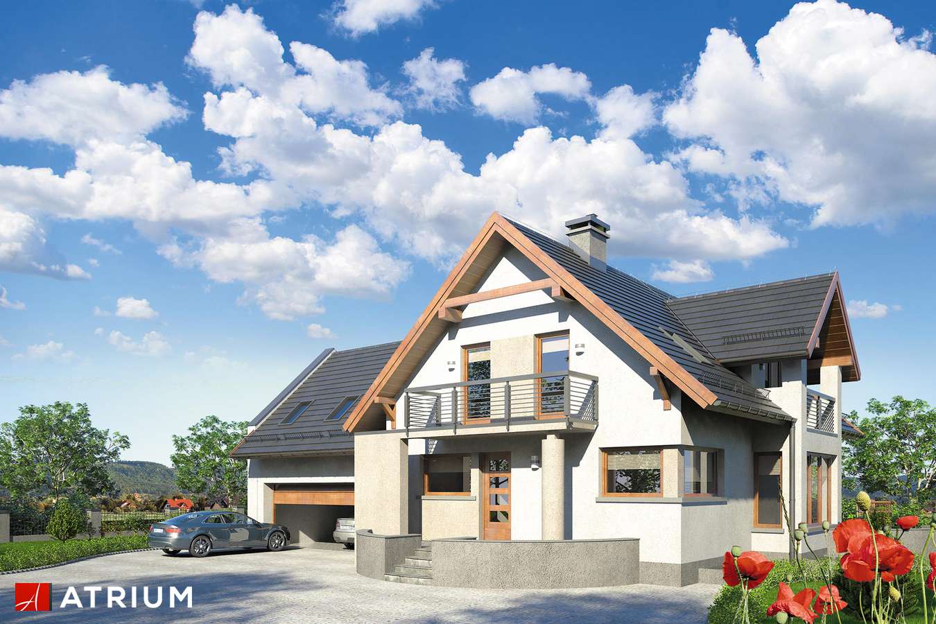 Projekty domów - Projekt domu z poddaszem AGAWA IV - wizualizacja 1 - wersja lustrzana