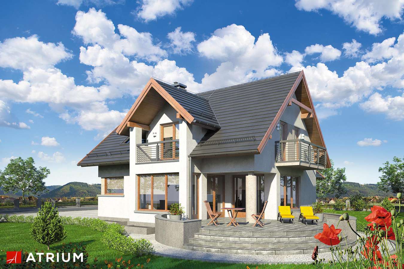 Projekty domów - Projekt domu z poddaszem AGAWA IV - wizualizacja 2 - wersja lustrzana