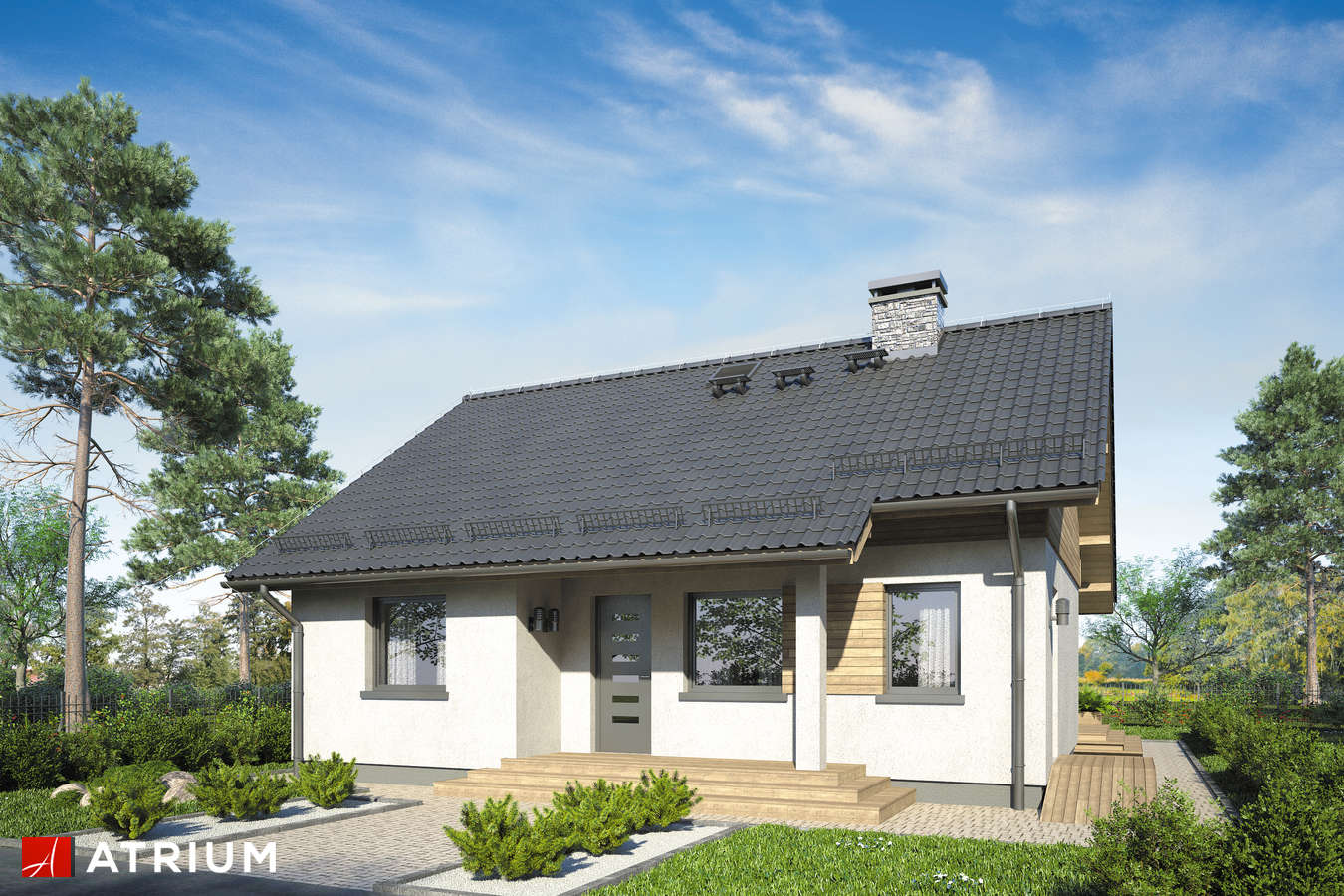 Projekty domów - Projekt domu parterowego REMIK IV SP - wizualizacja 1 - wersja lustrzana