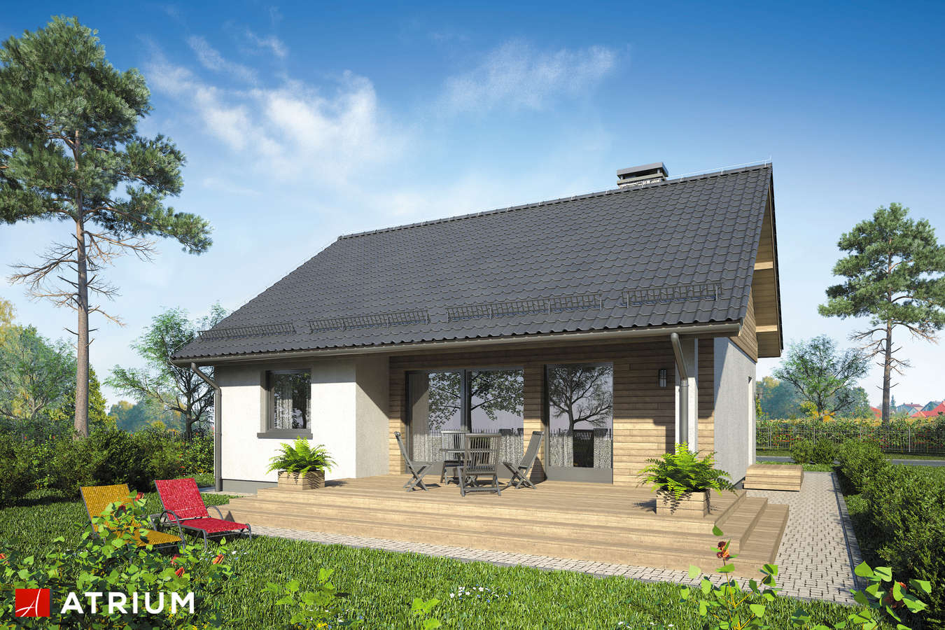 Projekty domów - Projekt domu parterowego REMIK IV SP - wizualizacja 2