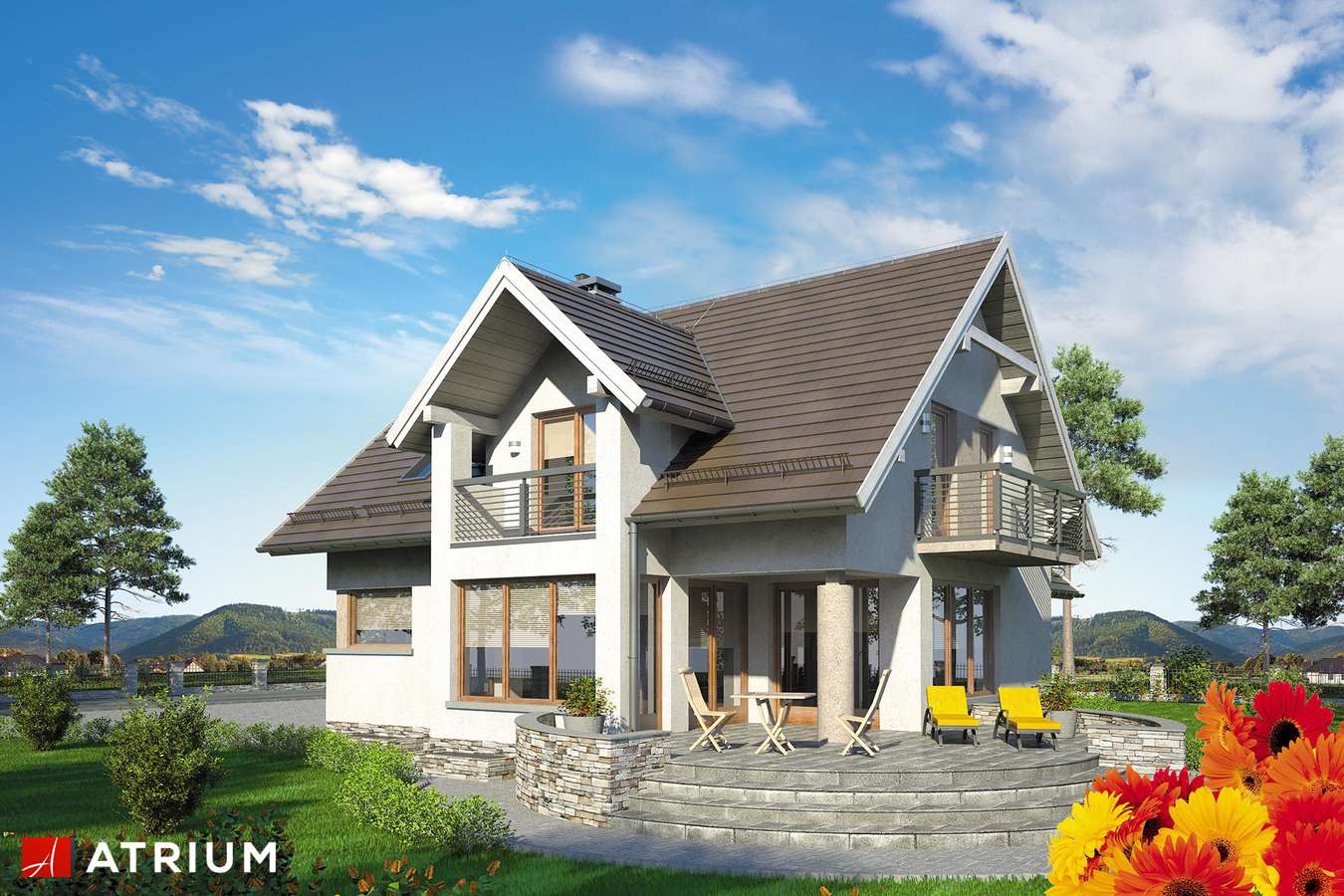 Projekty domów - Projekt domu z poddaszem AGAWA IV SP - wizualizacja 2 - wersja lustrzana