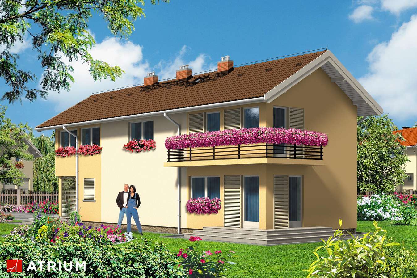 Projekty domów - Projekt domu piętrowego BRZEZINA - wizualizacja 1 - wersja lustrzana