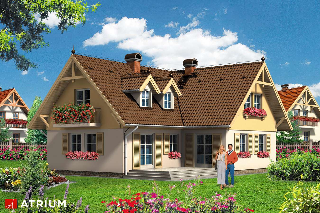 Projekty domów - Projekt domu z poddaszem DOMINIK - wizualizacja 1 - wersja lustrzana