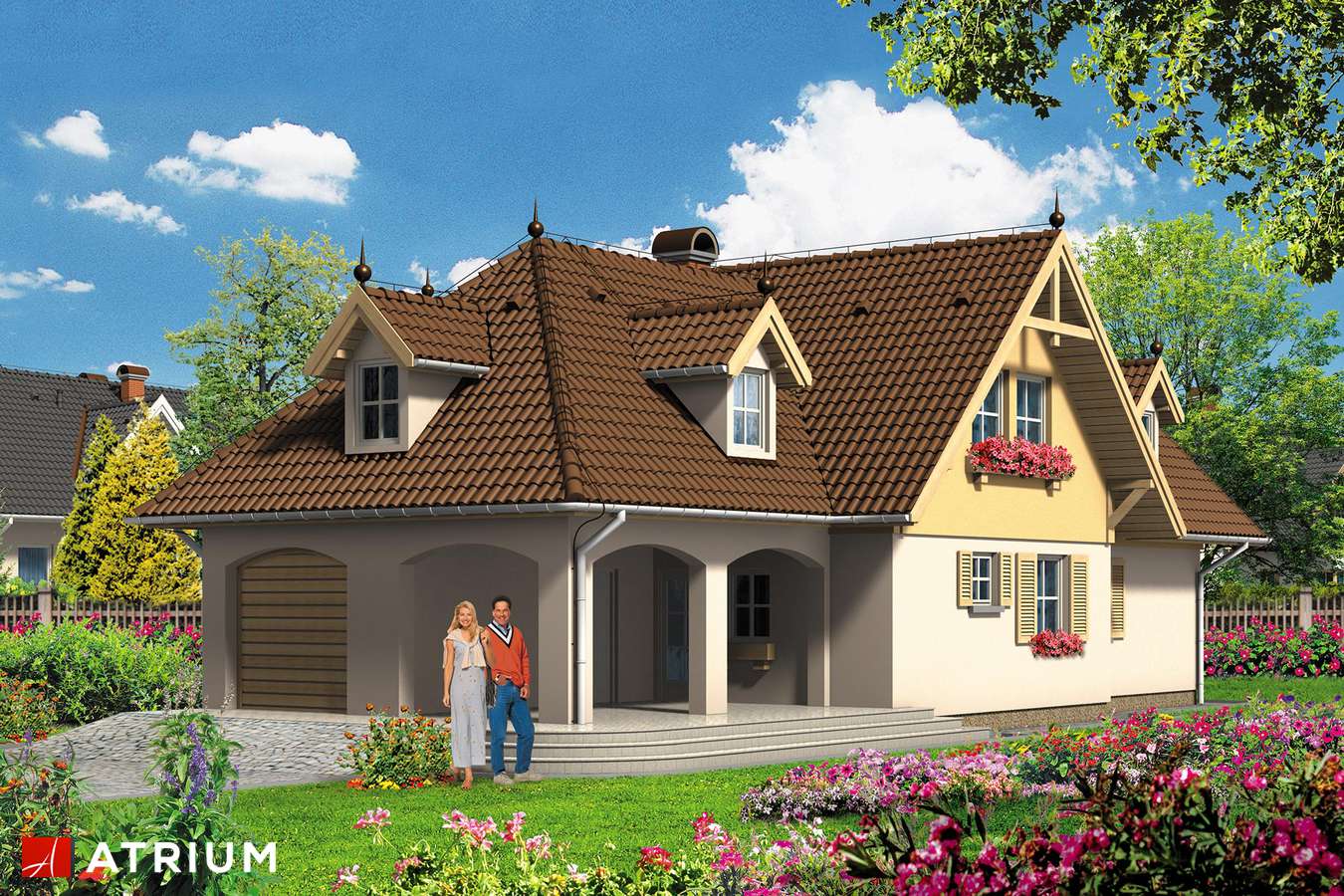 Projekty domów - Projekt domu z poddaszem DOMINIK - wizualizacja 2 - wersja lustrzana
