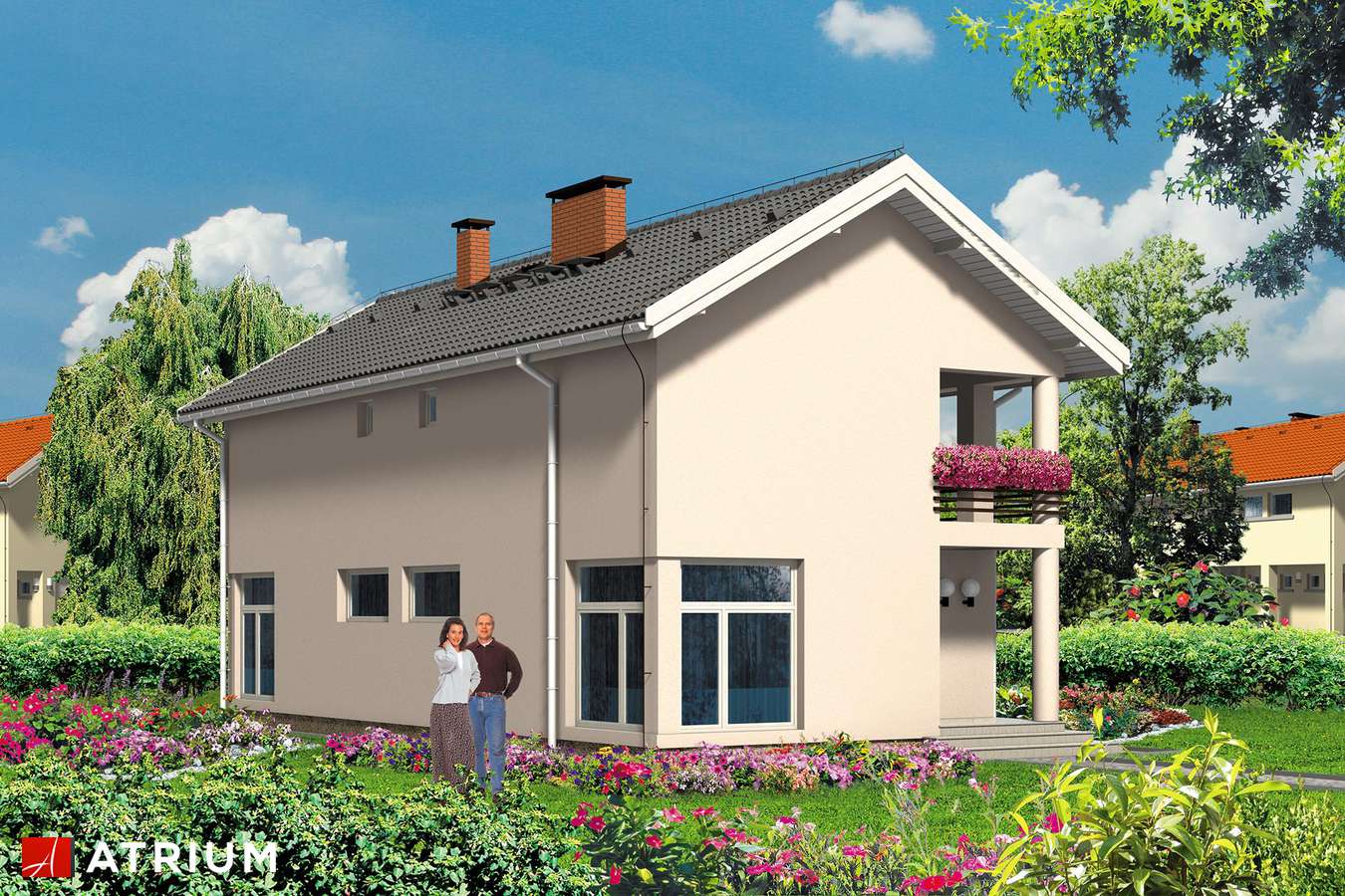 Projekty domów - Projekt domu piętrowego ANITA - wizualizacja 1 - wersja lustrzana