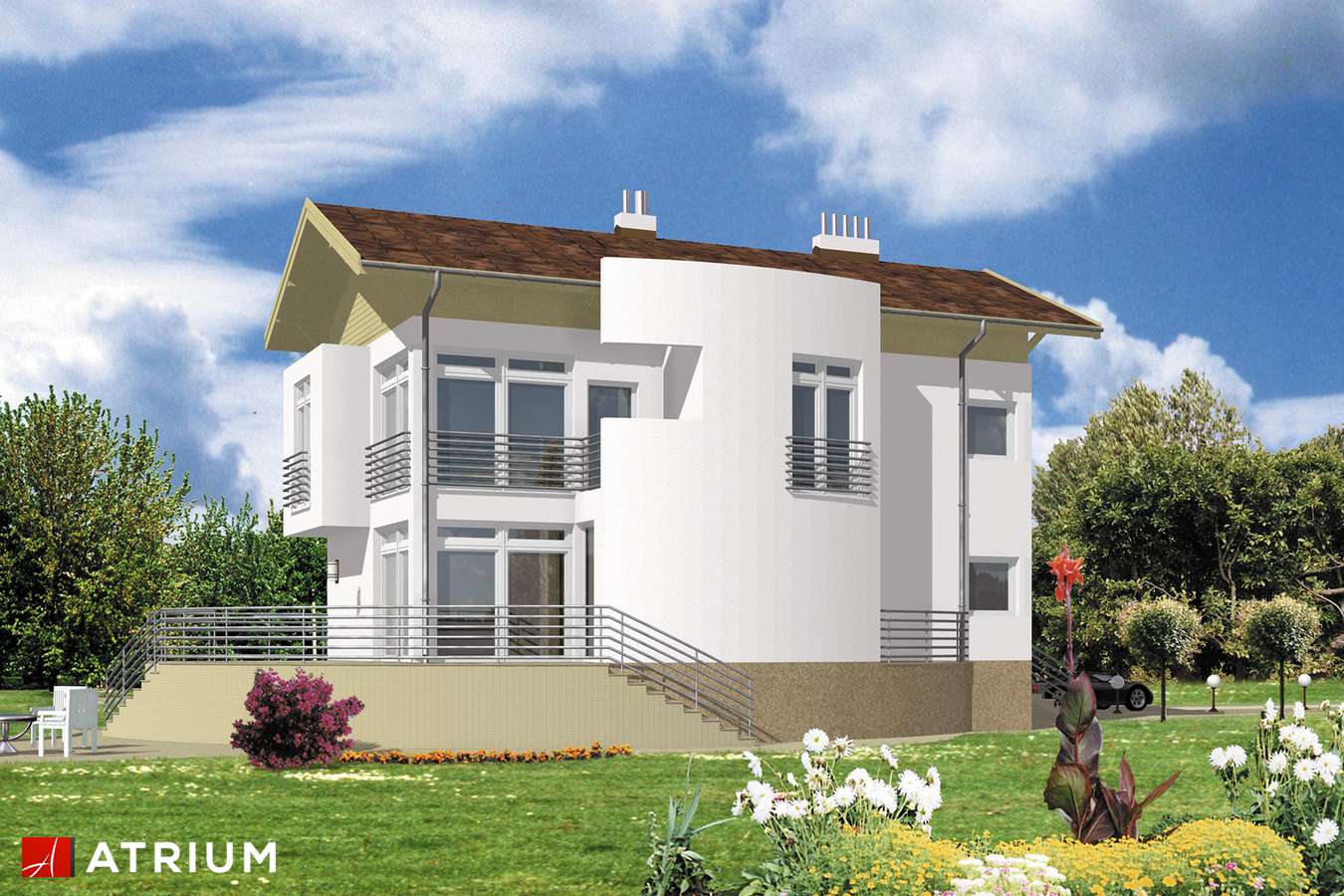Projekty domów - Projekt domu piętrowego ARAMIS - wizualizacja 1 - wersja lustrzana