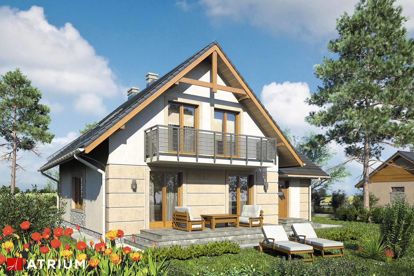 Projekty domów - Projekt domu z poddaszem ONYKS II - wizualizacja 2 - wersja lustrzana