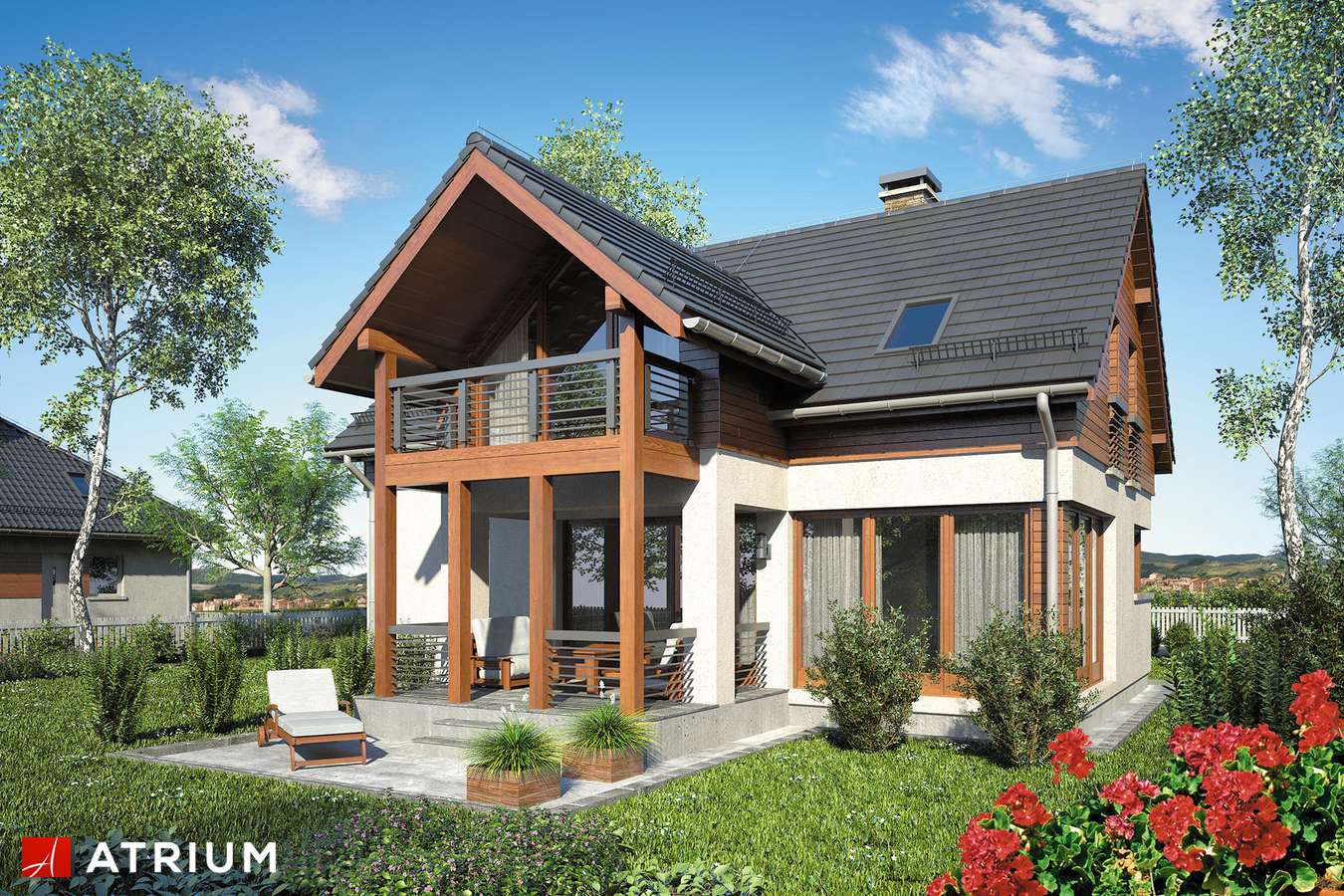 Projekty domów - Projekt domu z poddaszem SAMBA XI - wizualizacja 2 - wersja lustrzana