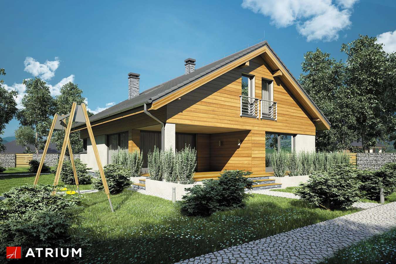 Projekty domów - Projekt domu z poddaszem MERLIN II - wizualizacja 2 - wersja lustrzana
