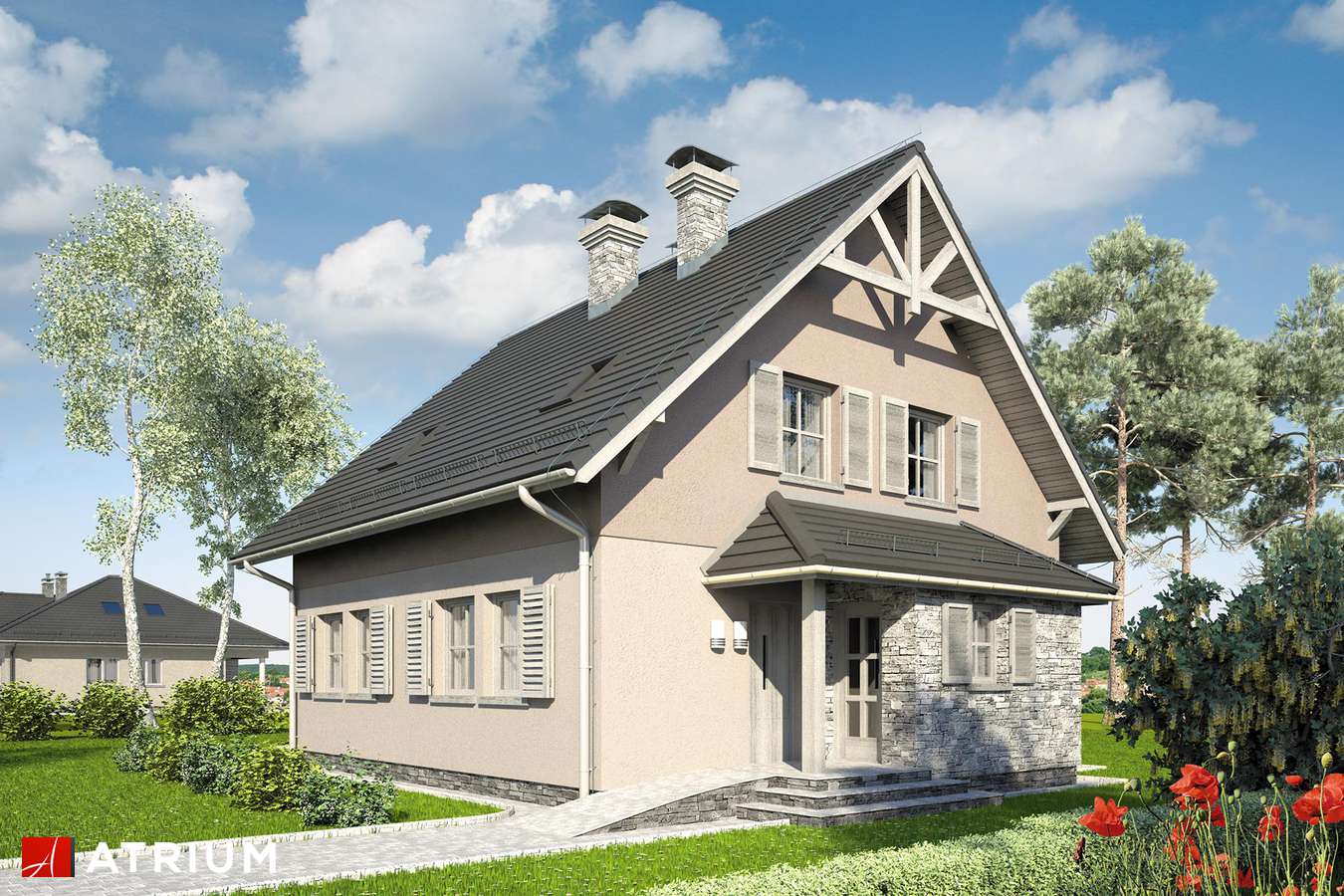 Projekty domów - Projekt domu z poddaszem RADOść II - wizualizacja 1 - wersja lustrzana