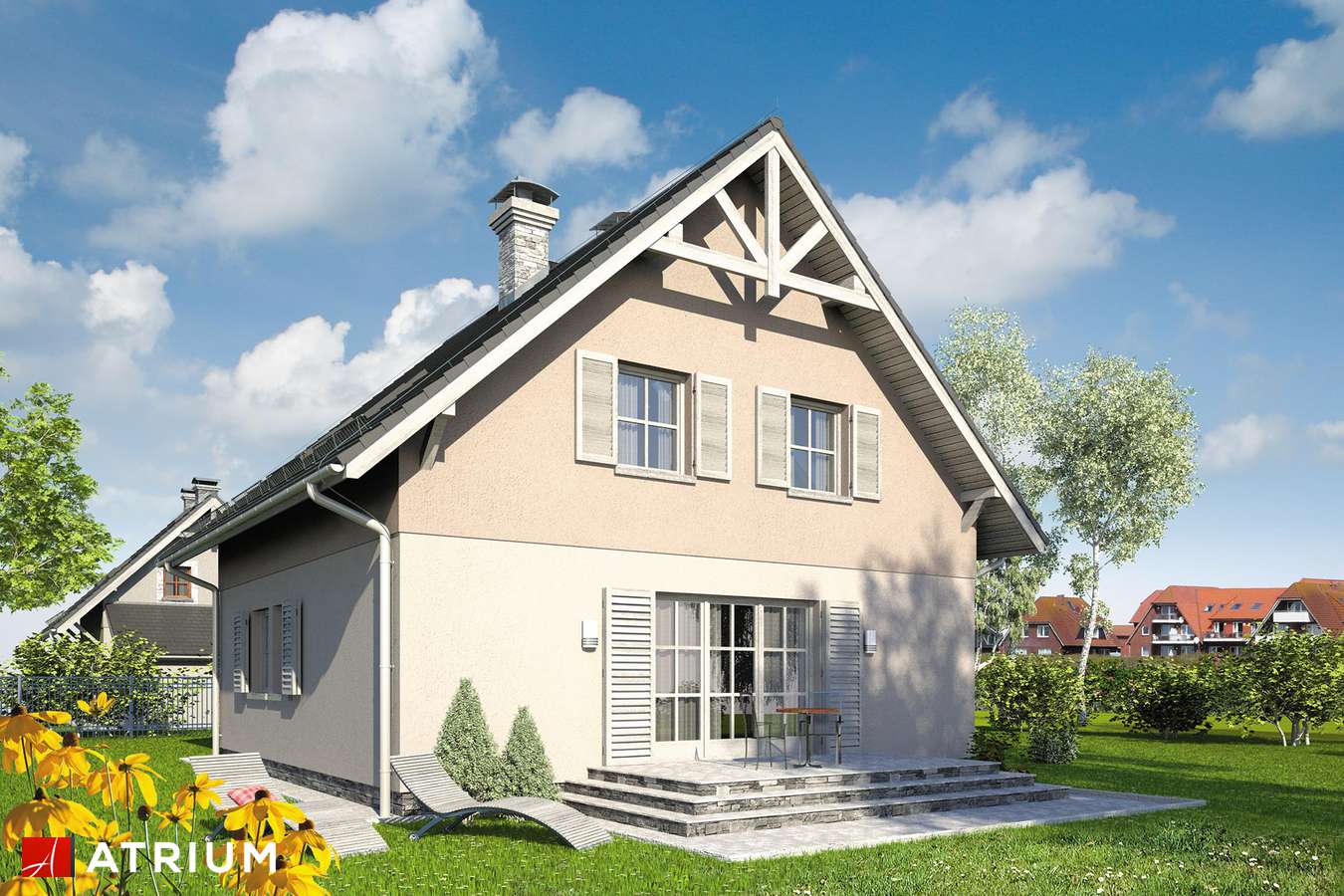 Projekty domów - Projekt domu z poddaszem RADOść II - wizualizacja 2 - wersja lustrzana