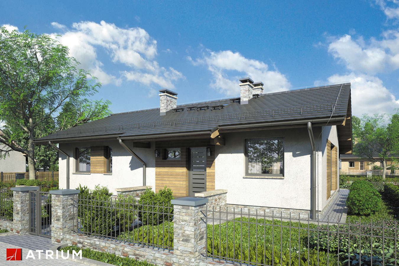 Projekty domów - Projekt domu parterowego NEO VIII - wizualizacja 1 - wersja lustrzana