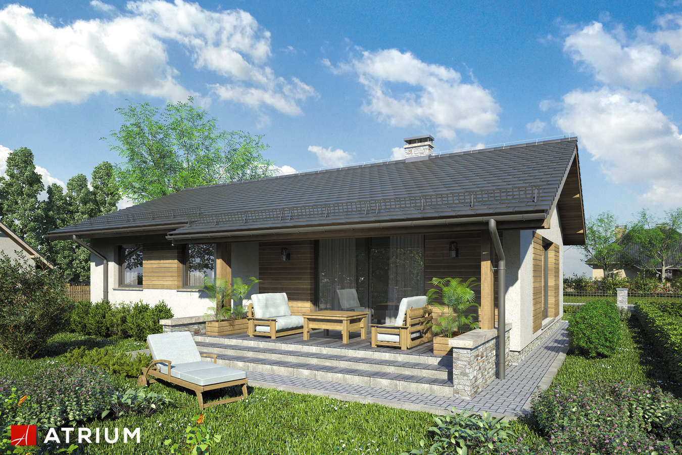 Projekty domów - Projekt domu parterowego NEO VIII - wizualizacja 2