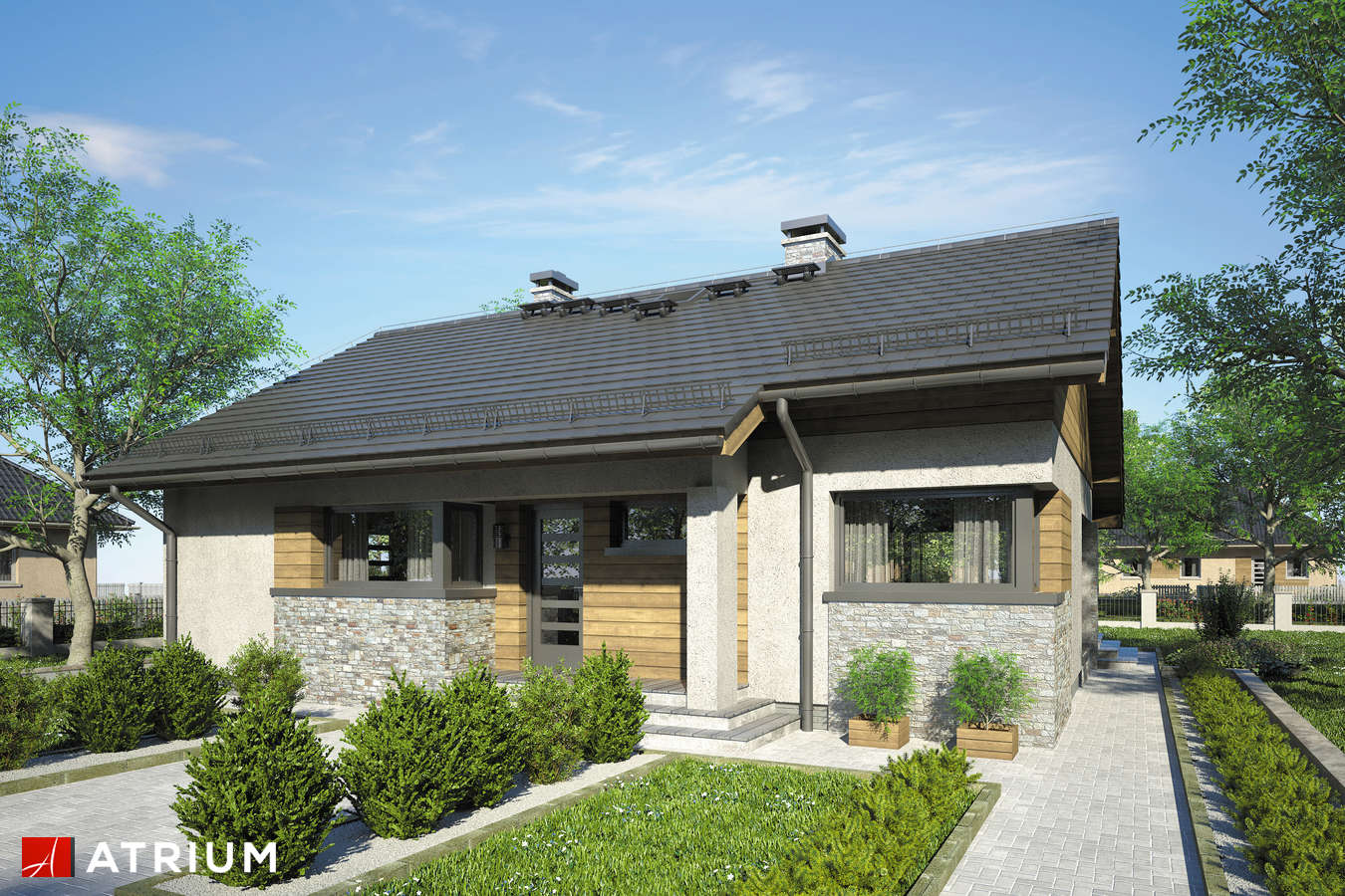 Projekty domów - Projekt domu parterowego REFLEX II - wizualizacja 1