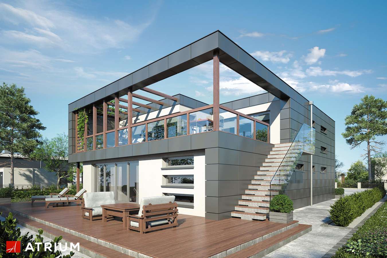Projekty domów - Projekt domu piętrowego IL PREMIO - wizualizacja 2 - wersja lustrzana