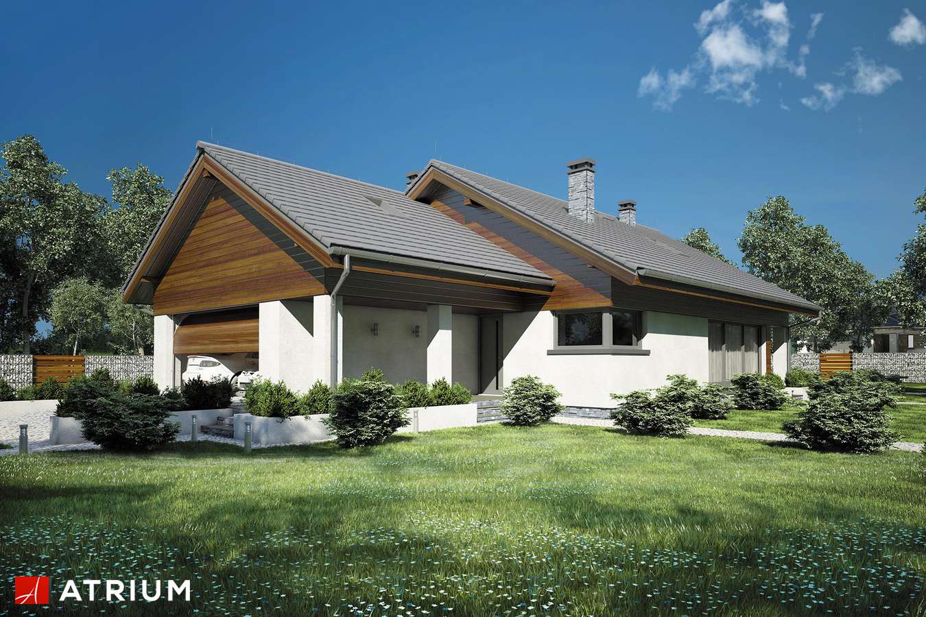 Projekty domów - Projekt domu z poddaszem MERLIN IV - wizualizacja 1 - wersja lustrzana