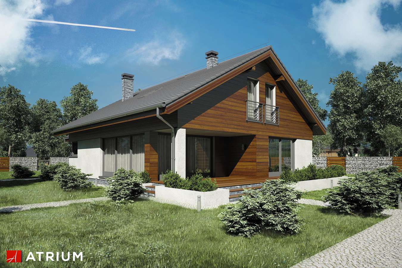 Projekty domów - Projekt domu z poddaszem MERLIN IV - wizualizacja 2 - wersja lustrzana