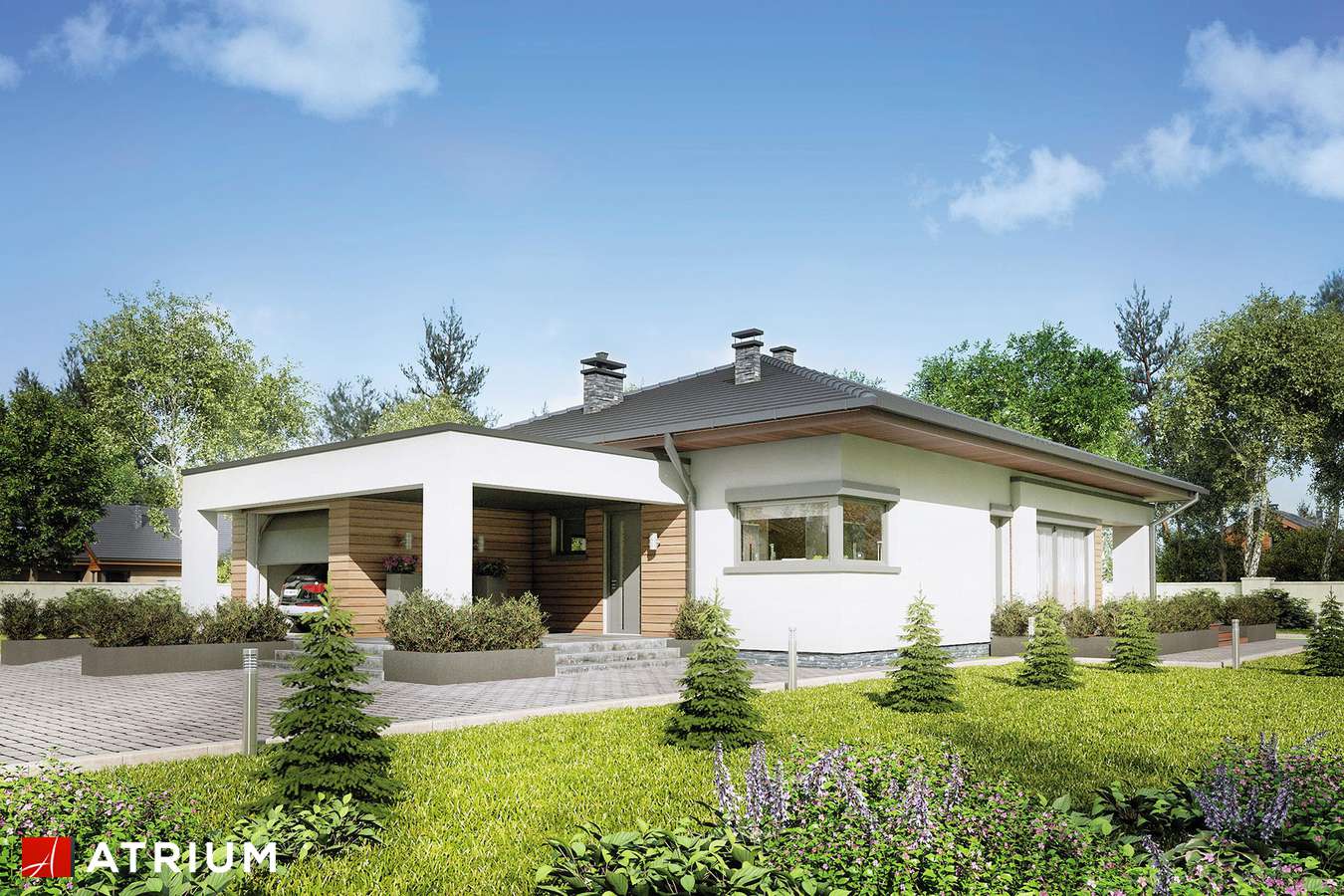 Projekty domów - Projekt domu parterowego SARDYNIA IV - wizualizacja 1 - wersja lustrzana