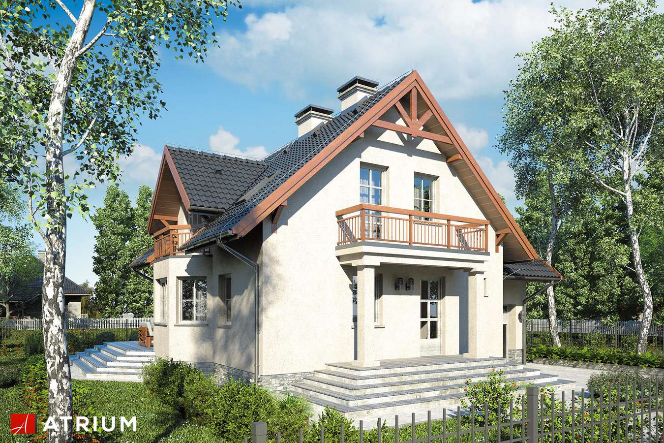 Projekty domów - Projekt domu z poddaszem PERłA II - wizualizacja 1 - wersja lustrzana
