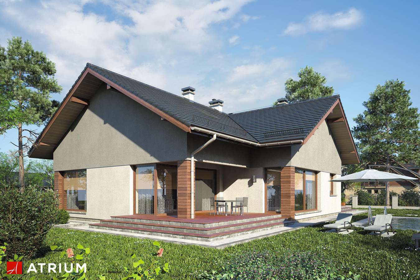 Projekty domów - Projekt domu z poddaszem RIWIERA II - wizualizacja 2 - wersja lustrzana