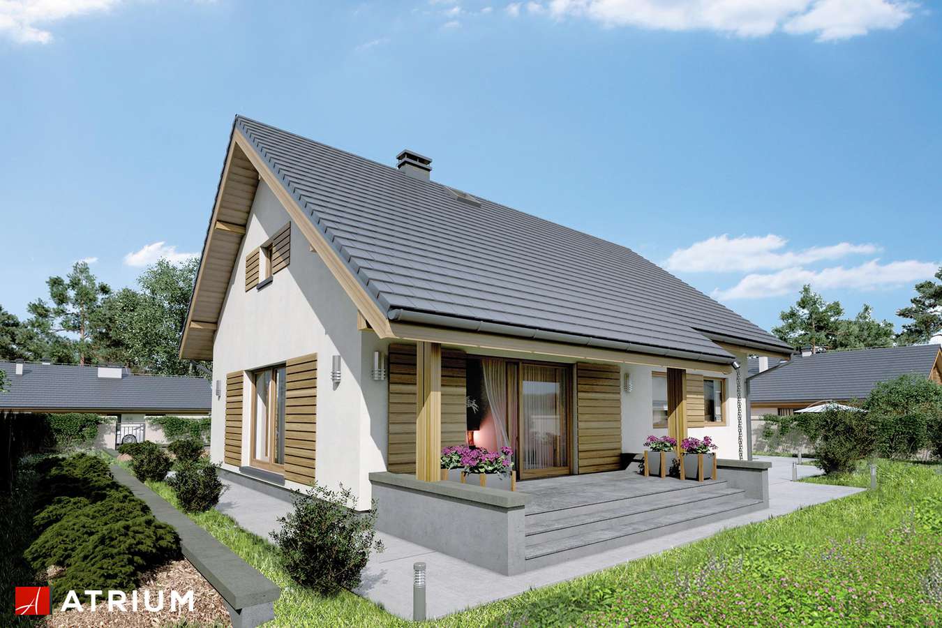 Projekty domów - Projekt domu z poddaszem NEO X - wizualizacja 2 - wersja lustrzana