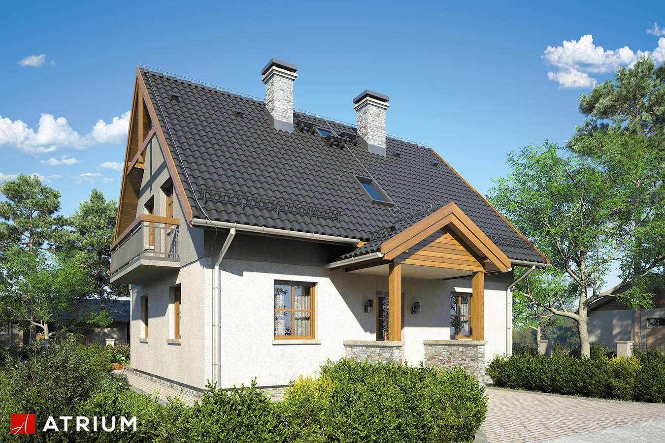 Projekty domów - Projekt domu z poddaszem SłODKA ZOSIA SP II - wizualizacja 1 - wersja lustrzana