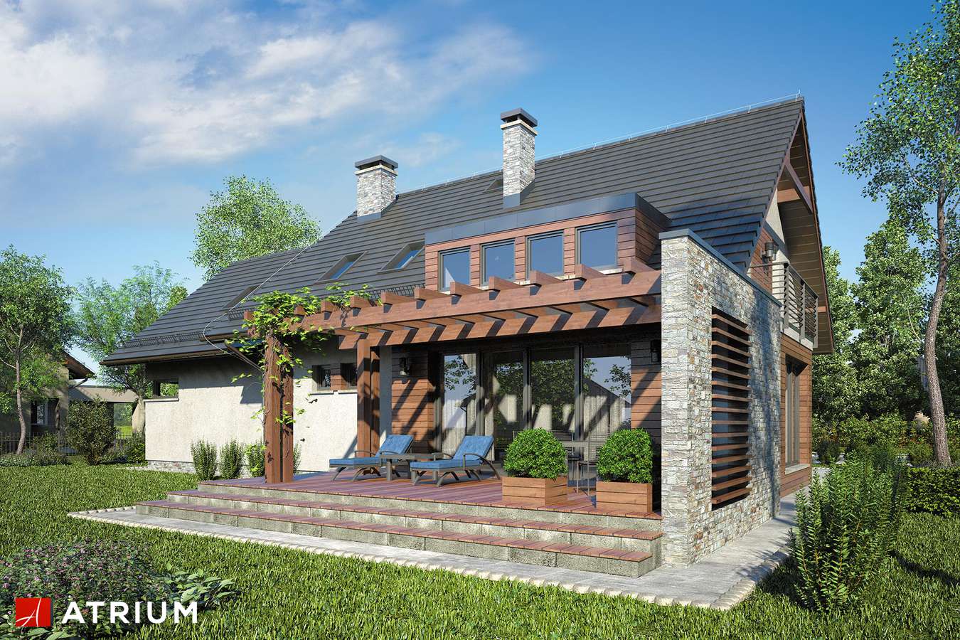 Projekty domów - Projekt domu z poddaszem ASTON II - wizualizacja 2 - wersja lustrzana