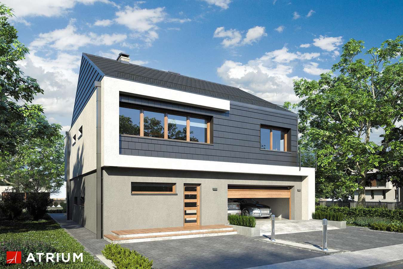 Projekty domów - Projekt domu piętrowego NEW HOUSE III - wizualizacja 1 - wersja lustrzana