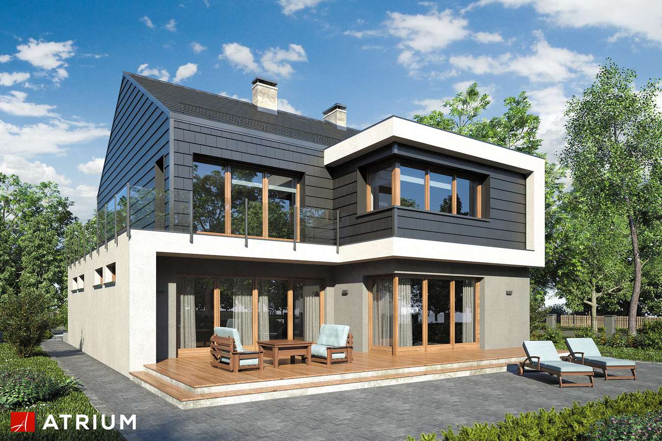Projekty domów - Projekt domu piętrowego NEW HOUSE III - wizualizacja 2 - wersja lustrzana
