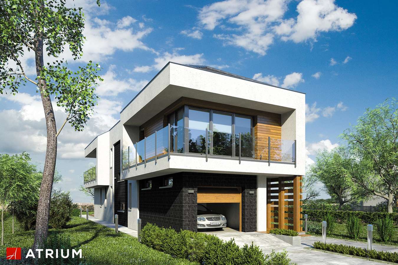Projekty domów - Projekt domu piętrowego MODERN HOUSE II - wizualizacja 1 - wersja lustrzana