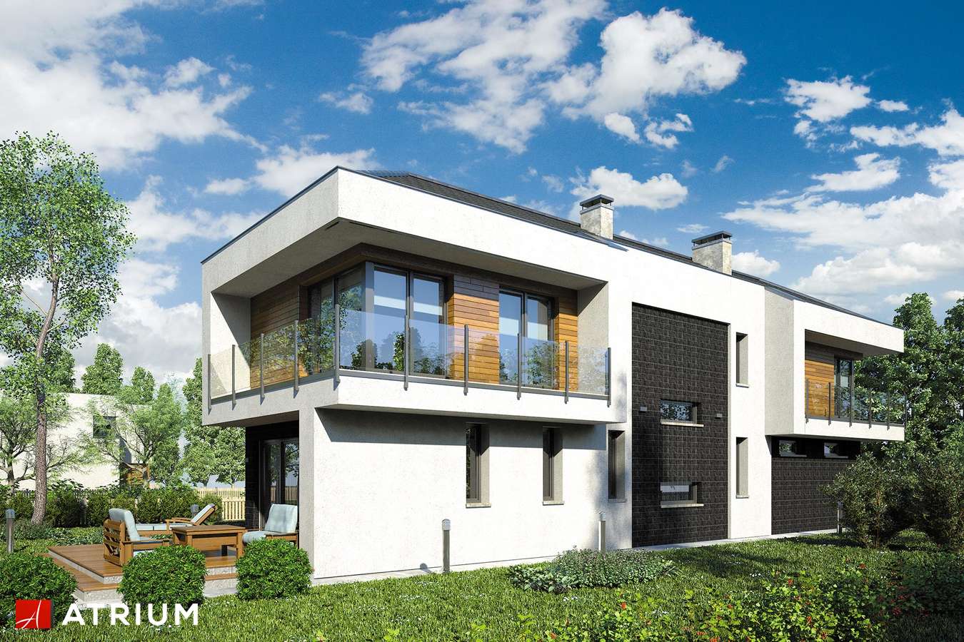 Projekty domów - Projekt domu piętrowego MODERN HOUSE II - wizualizacja 2 - wersja lustrzana