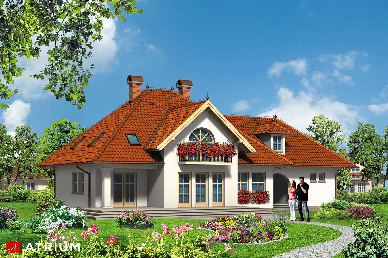 Projekty domów - Projekt domu z poddaszem GERWAZY - wizualizacja 1 - wersja lustrzana