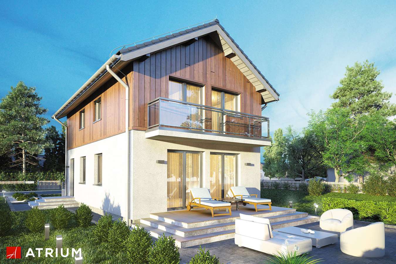 Projekty domów - Projekt domu piętrowego KAMYCZEK II - wizualizacja 1 - wersja lustrzana