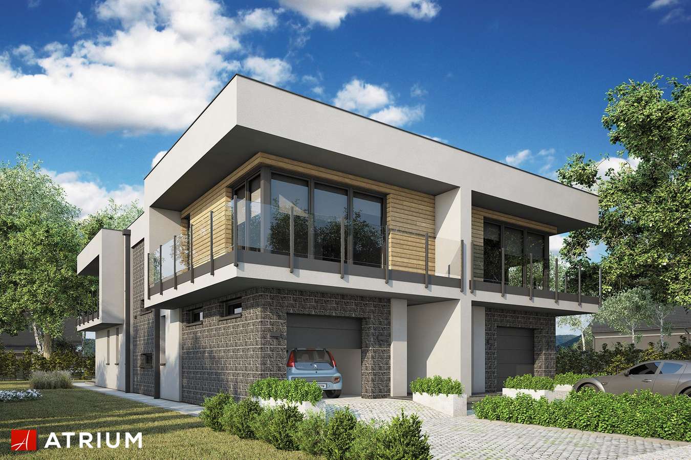 Projekty domów - Projekt domu piętrowego MODERN TWIN - wizualizacja 1