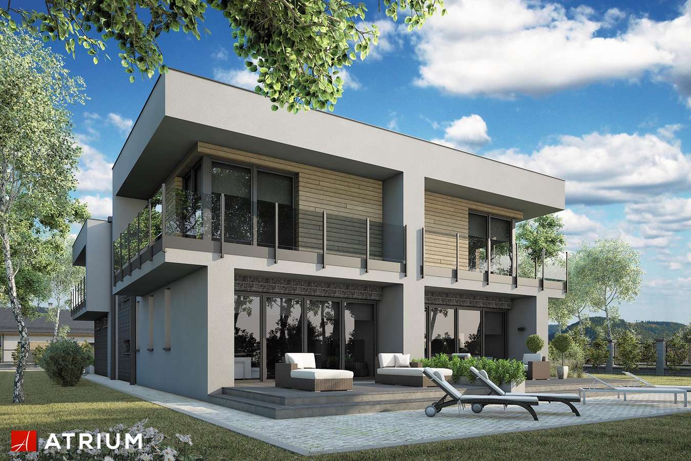 Projekty domów - Projekt domu piętrowego MODERN TWIN - wizualizacja 2