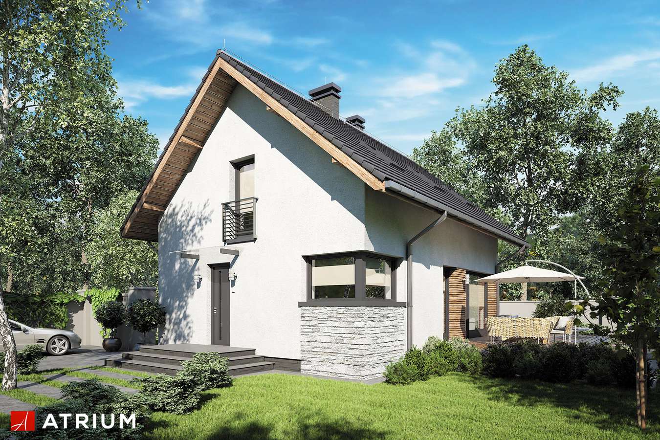 Projekty domów - Projekt domu z poddaszem FELIX II - wizualizacja 2 - wersja lustrzana