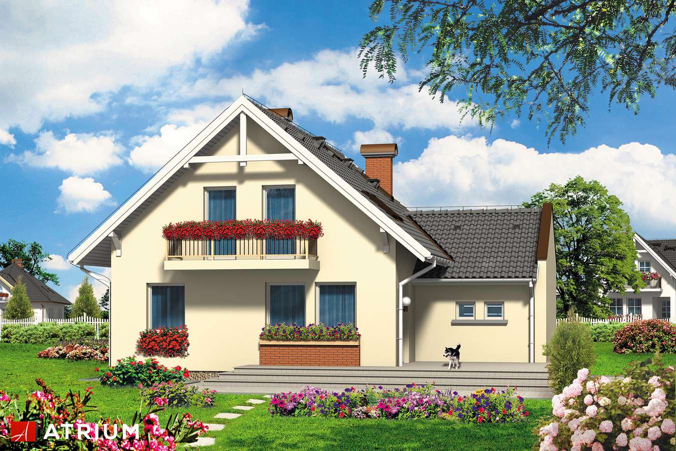 Projekty domów - Projekt domu z poddaszem KASZTAN - wizualizacja 2 - wersja lustrzana