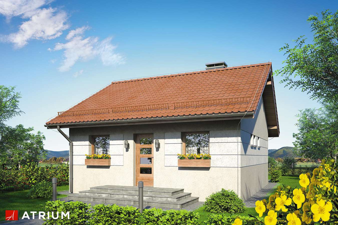 Projekty domów - Projekt domu parterowego FILEMON II SZ - wizualizacja 1 - wersja lustrzana