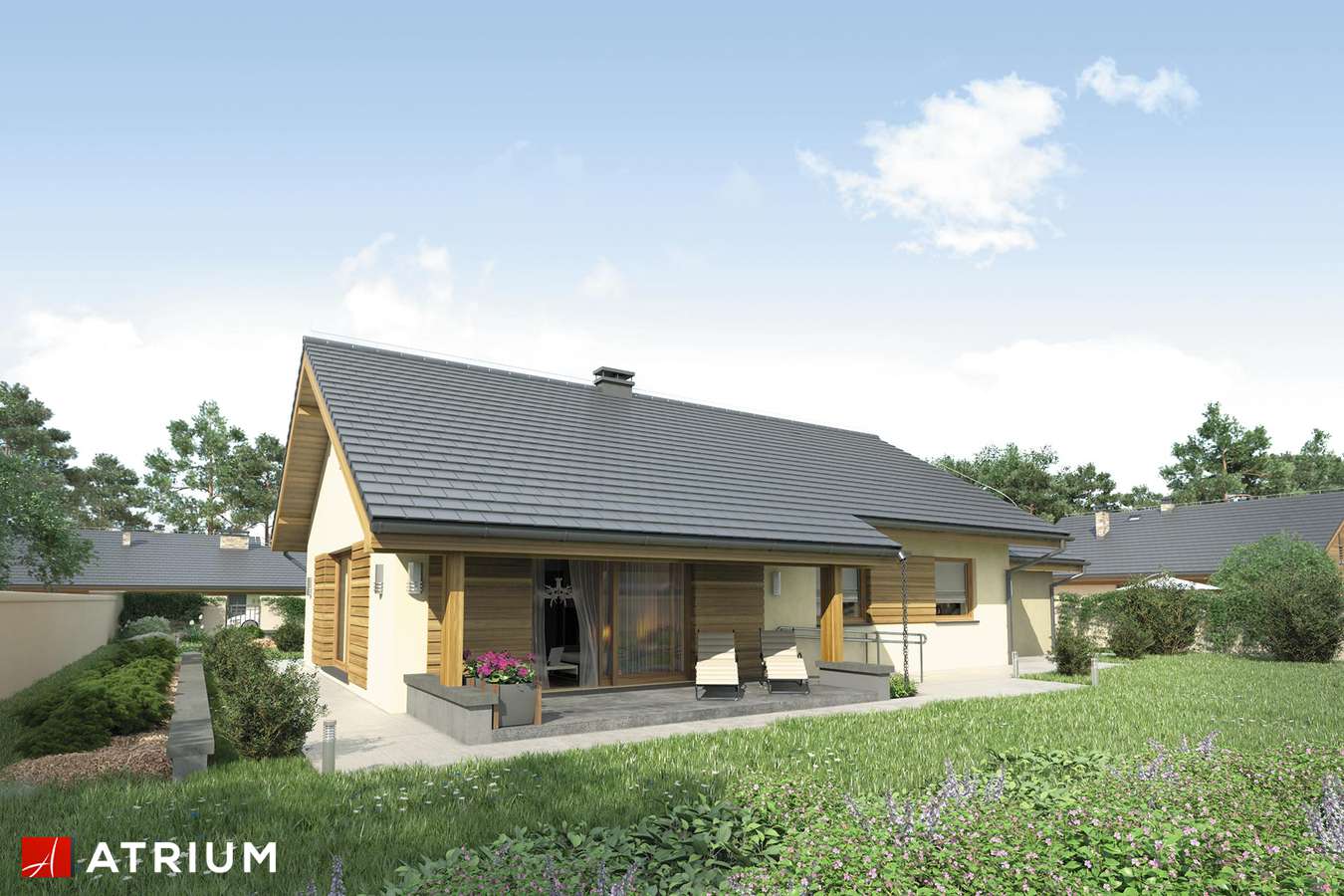 Projekty domów - Projekt domu parterowego NEO STRADA SZ - wizualizacja 1 - wersja lustrzana