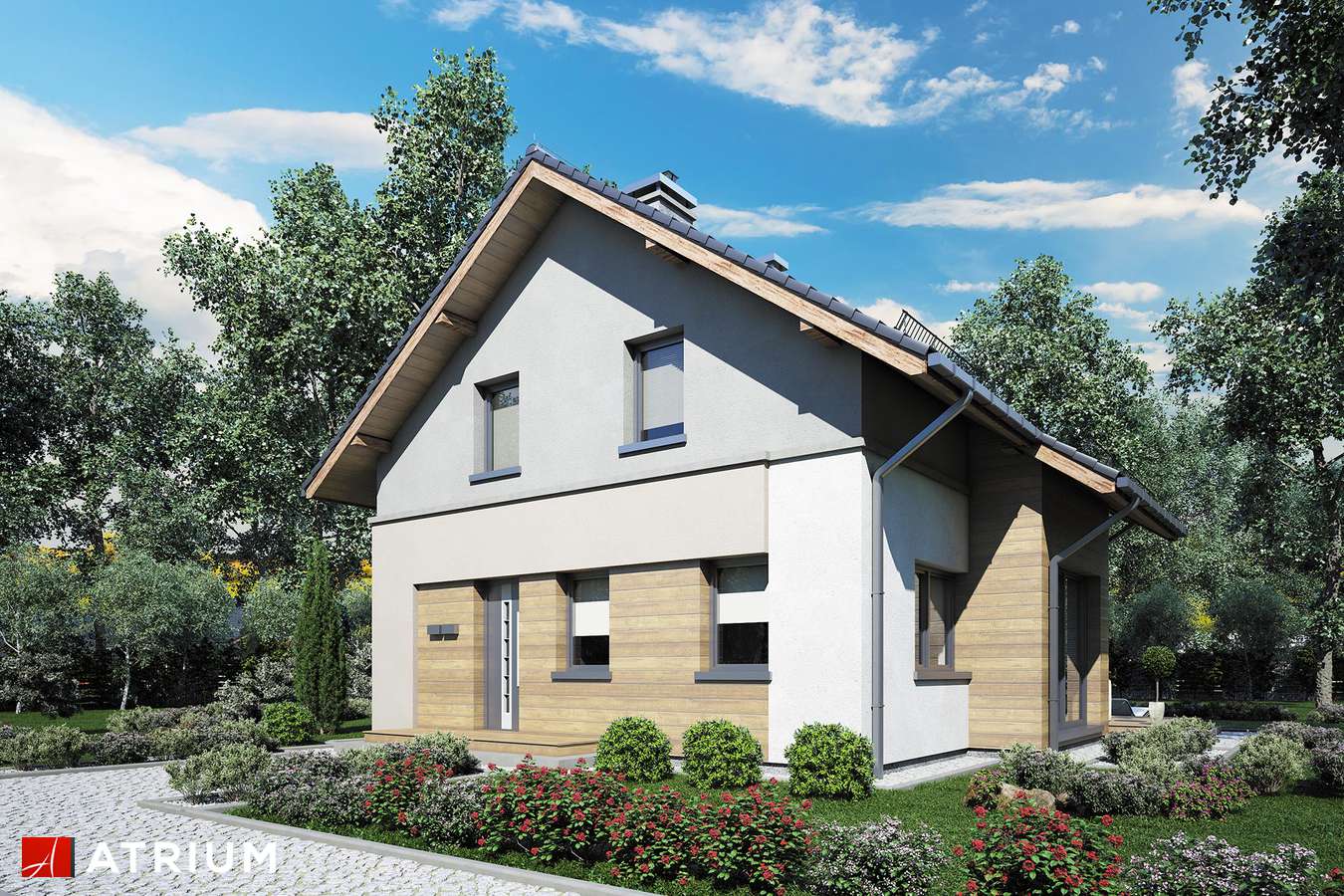 Projekty domów - Projekt domu z poddaszem MARKUS II - wizualizacja 2 - wersja lustrzana