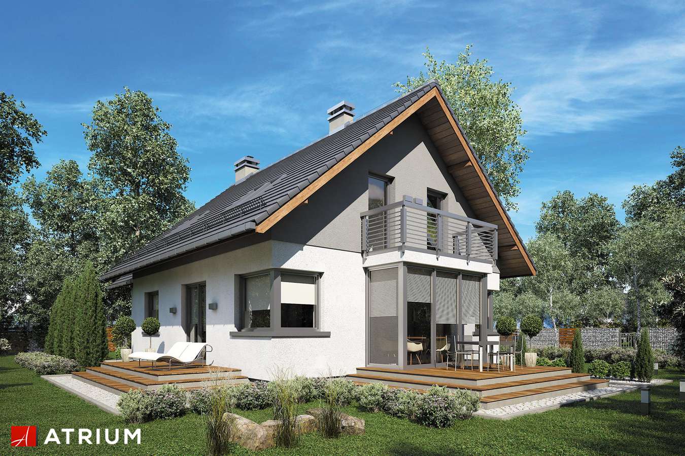 Projekty domów - Projekt domu z poddaszem SABINA II - wizualizacja 2 - wersja lustrzana
