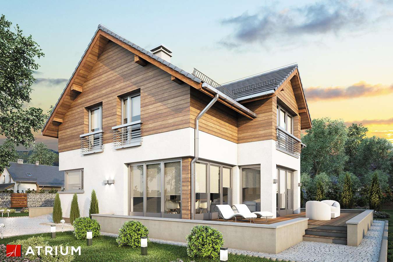 Projekty domów - Projekt domu z poddaszem SAMBA PLUS - wizualizacja 2 - wersja lustrzana