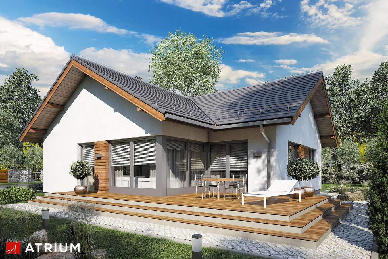 Projekty domów - Projekt domu parterowego AMBER XI - wizualizacja 2 - wersja lustrzana