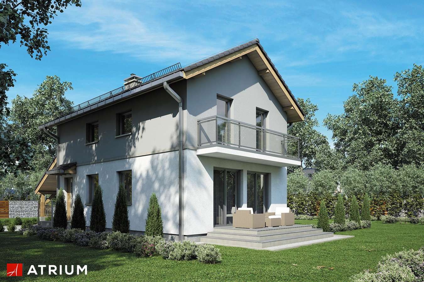 Projekty domów - Projekt domu piętrowego KAMYCZEK IV - wizualizacja 2 - wersja lustrzana