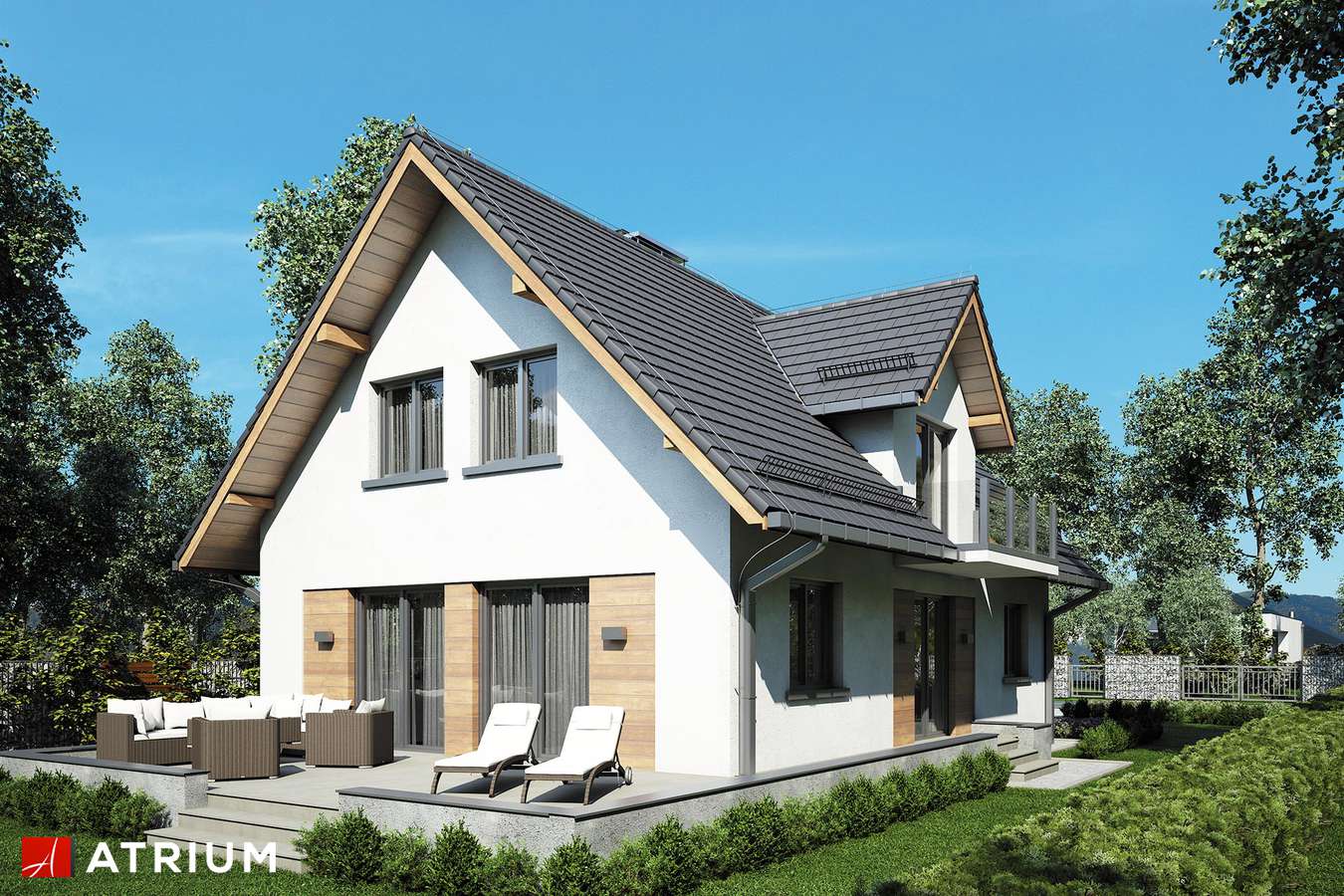 Projekty domów - Projekt domu z poddaszem RUMIANEK II - wizualizacja 2 - wersja lustrzana