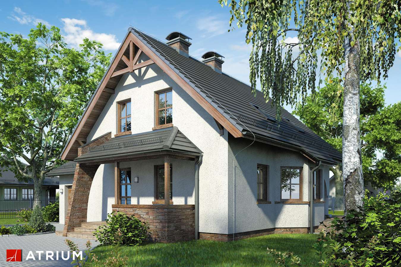 Projekty domów - Projekt domu z poddaszem ZEFIR - wizualizacja 1 - wersja lustrzana