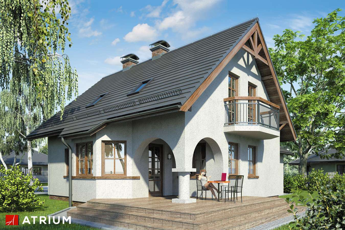 Projekty domów - Projekt domu z poddaszem ZEFIR - wizualizacja 2 - wersja lustrzana