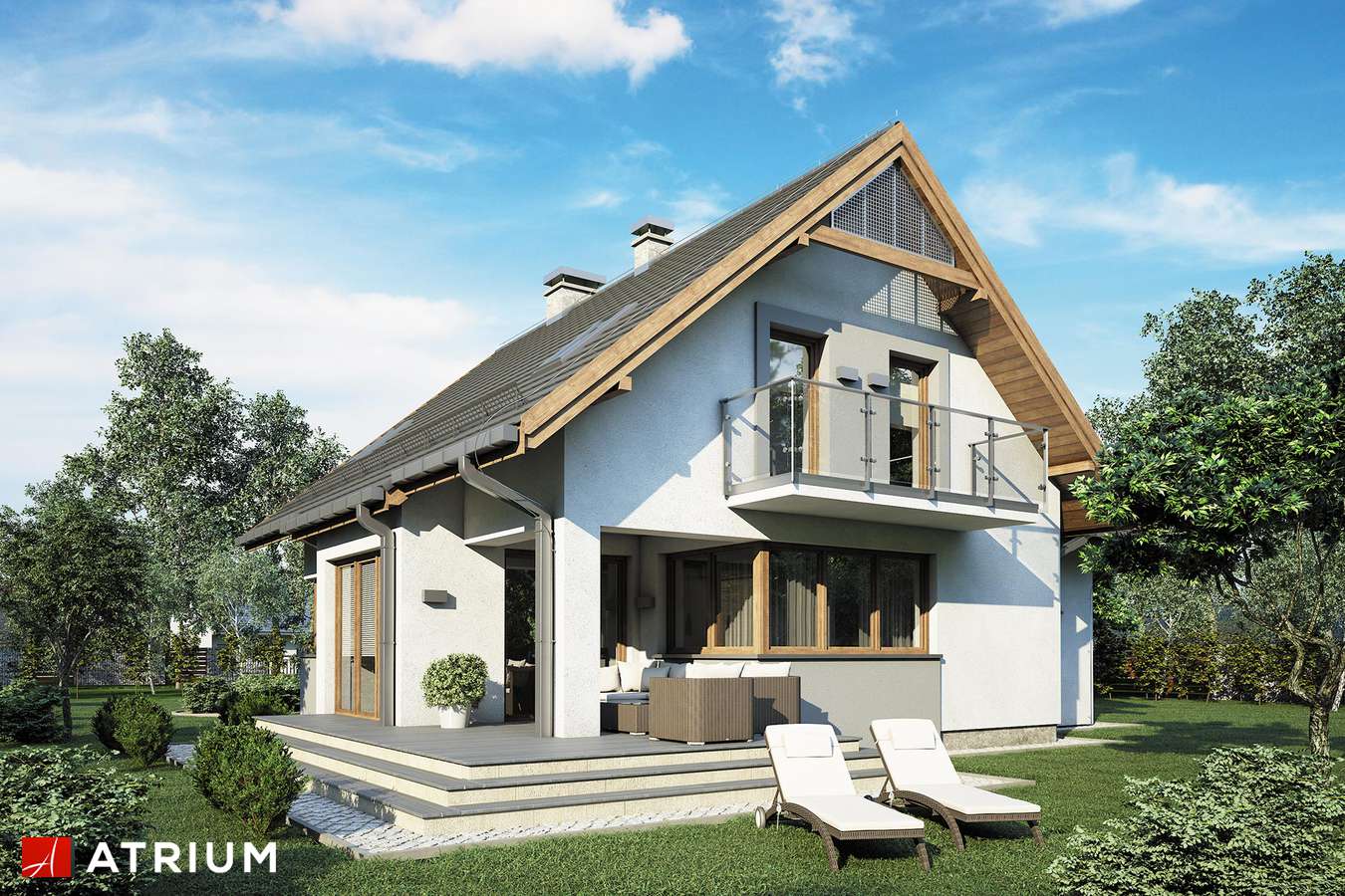 Projekty domów - Projekt domu z poddaszem SZERYL III - wizualizacja 2 - wersja lustrzana
